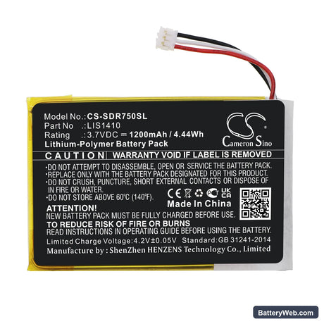 Sony MDR-DS7500 Replacement Battery, 3.7V, 1200mAh, Li-Polymer 3