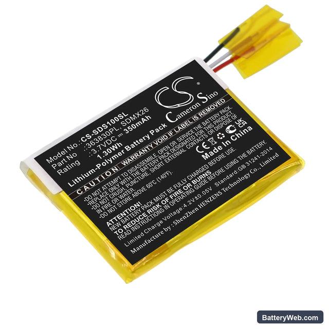 SanDisk Sansa Clip Replacement Battery, 3.7V, 350mAh, Li-Polymer 1
