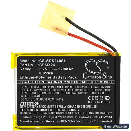 SanDisk Sansa Clip Sport Replacement Battery, 3.7V, 220mAh, Li-Polymer 3
