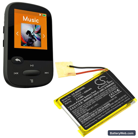SanDisk Sansa Clip Sport Replacement Battery, 3.7V, 220mAh, Li-Polymer 5