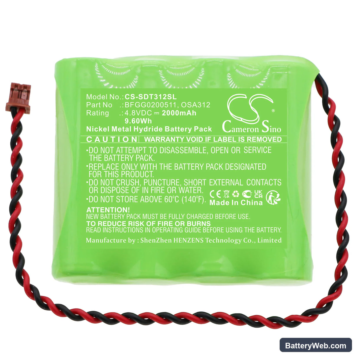 Shimpo FGE-X Replacement Battery, 4.8V, 2000mAh, Ni-MH 3
