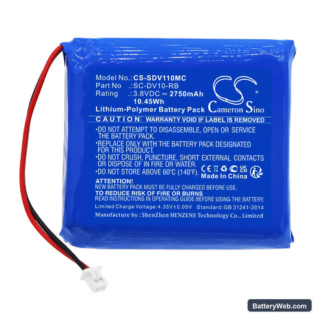 PatrolEyes SC-DV10 Replacement Battery, 3.8V, 2750mAh, Li-Polymer 3