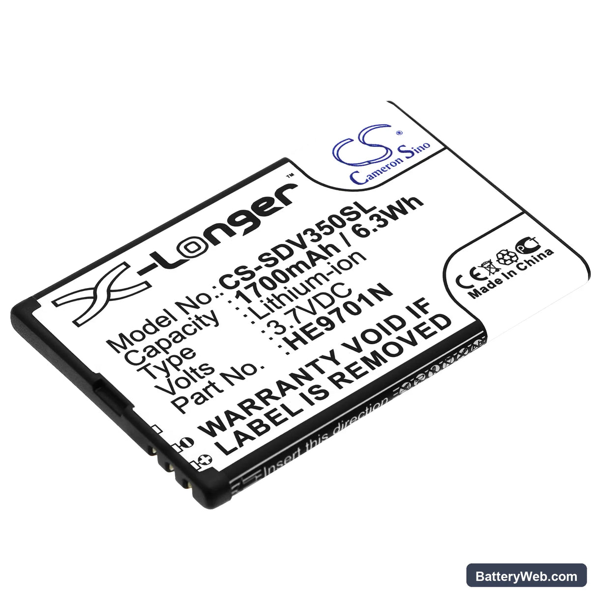 Zoomax Snow Replacement Battery, 3.7V, 1700mAh, Li-ion 1