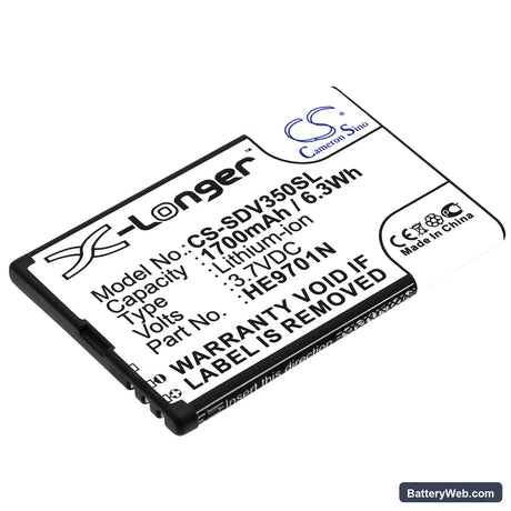 Zoomax Snow Replacement Battery, 3.7V, 1700mAh, Li-ion 1