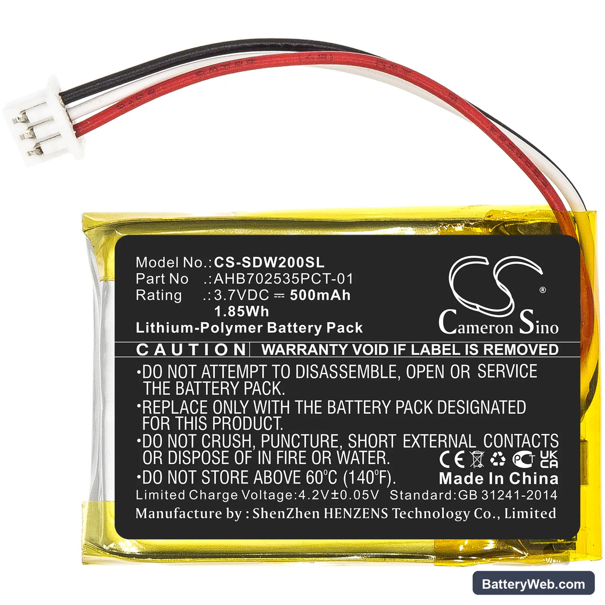 Sennheiser Momentum True Wireless MTW Replacement Battery, 3.7V, 500mAh, Li-Polymer 3