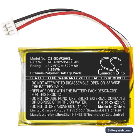 Sennheiser Momentum True Wireless MTW Replacement Battery, 3.7V, 500mAh, Li-Polymer 3