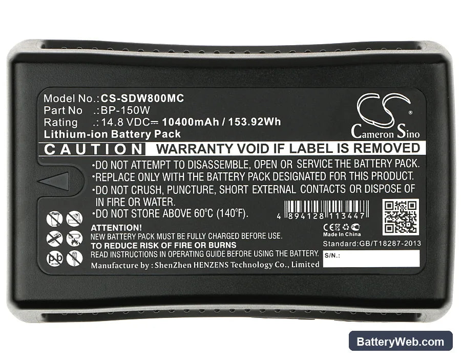 MEGA SPEED HIGH SPEED VIDEO CAMERA Replacement Battery, 14.8V, 10400mAh, Li-ion 6