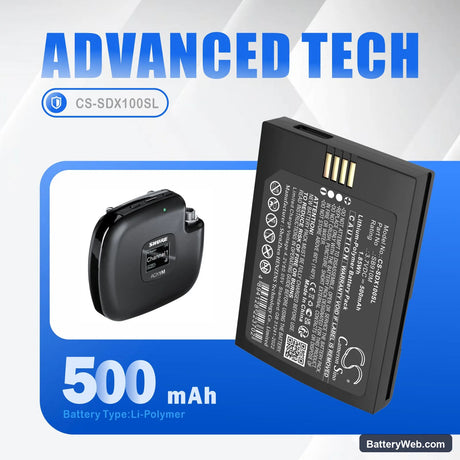 Shure ADX1M Replacement Battery, 3.7V, 500mAh, Li-Polymer 7