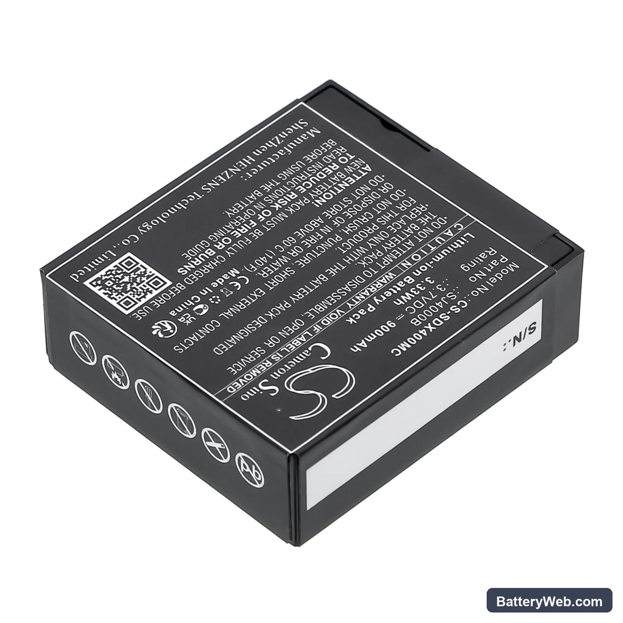 Eken H9 Replacement Battery, 3.7V, 900mAh, Li-ion 2