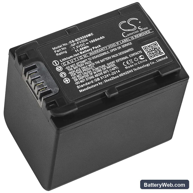 Sony FDR-AX40 Replacement Battery, 7.3V, 1600mAh, Li-ion 1