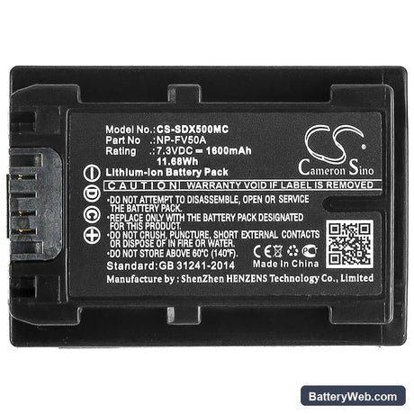 Sony FDR-AX40 Replacement Battery, 7.3V, 1600mAh, Li-ion 5