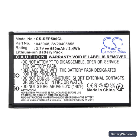 Swissvoice ePure Replacement Battery, 3.7V, 650mAh, Li-ion 3