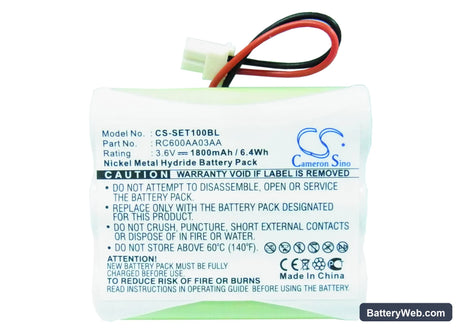 Sagem MONETEL EFT10P Replacement Battery, 3.6V, 1800mAh, Ni-MH 5