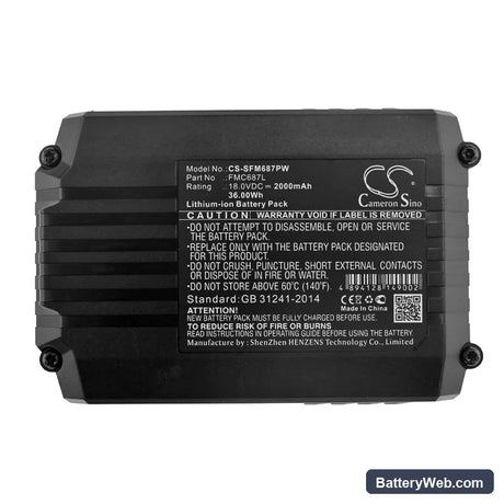 Black & Decker ASD18 Typ 1 Replacement Battery, 18V, 2000mAh, Li-ion 6