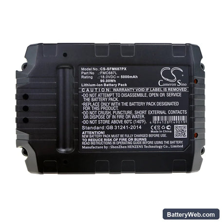Stanley FMC688L Replacement Battery, 18V, 5000mAh, Li-ion 6