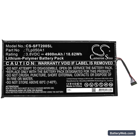 IDEMIA MorphoTablet 2 Replacement Battery, 3.8V, 4900mAh, Li-Polymer 3