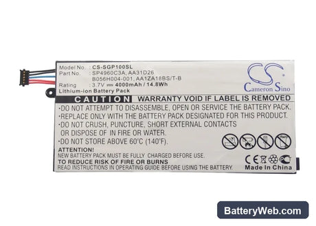 Samsung Galaxy Tab Replacement Battery, 3.7V, 4000mAh, Li-Polymer 6