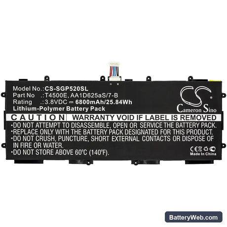 Samsung GT-P5210 Replacement Battery, 3.8V, 6800mAh, Li-Polymer 3