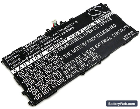 Samsung SM-P600 Replacement Battery, 3.8V, 6600mAh, Li-Polymer 1