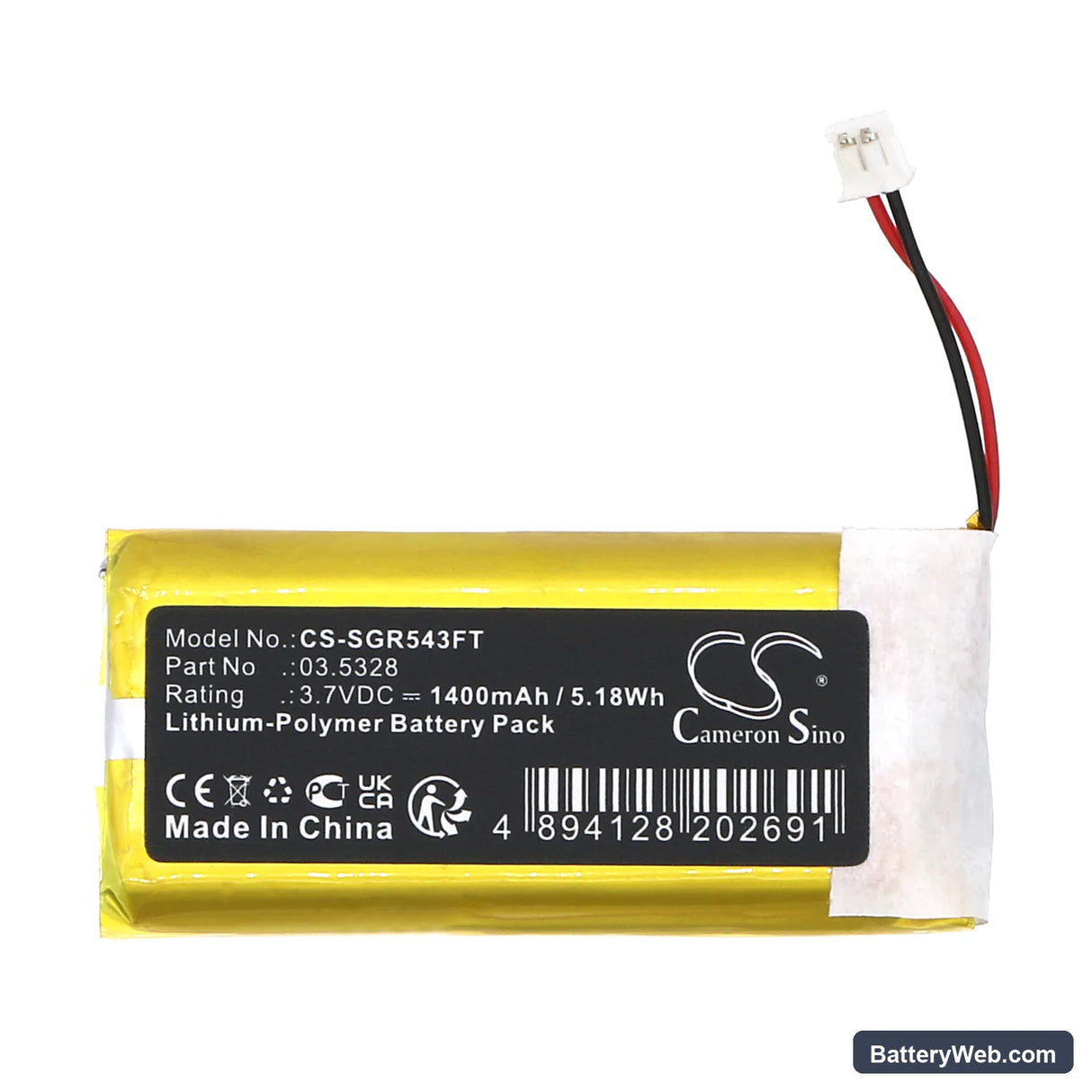 SCANGRIP I-View COB LE Replacement Battery, 3.7V, 1400mAh, Li-Polymer 3