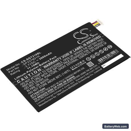 Samsung Galaxy Tab3 Replacement Battery, 3.7V, 3000mAh, Li-Polymer 1