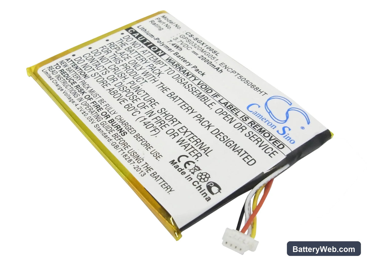 SkyGolf SkyCaddie SGXw Replacement Battery, 3.7V, 2000mAh, Li-Polymer 1