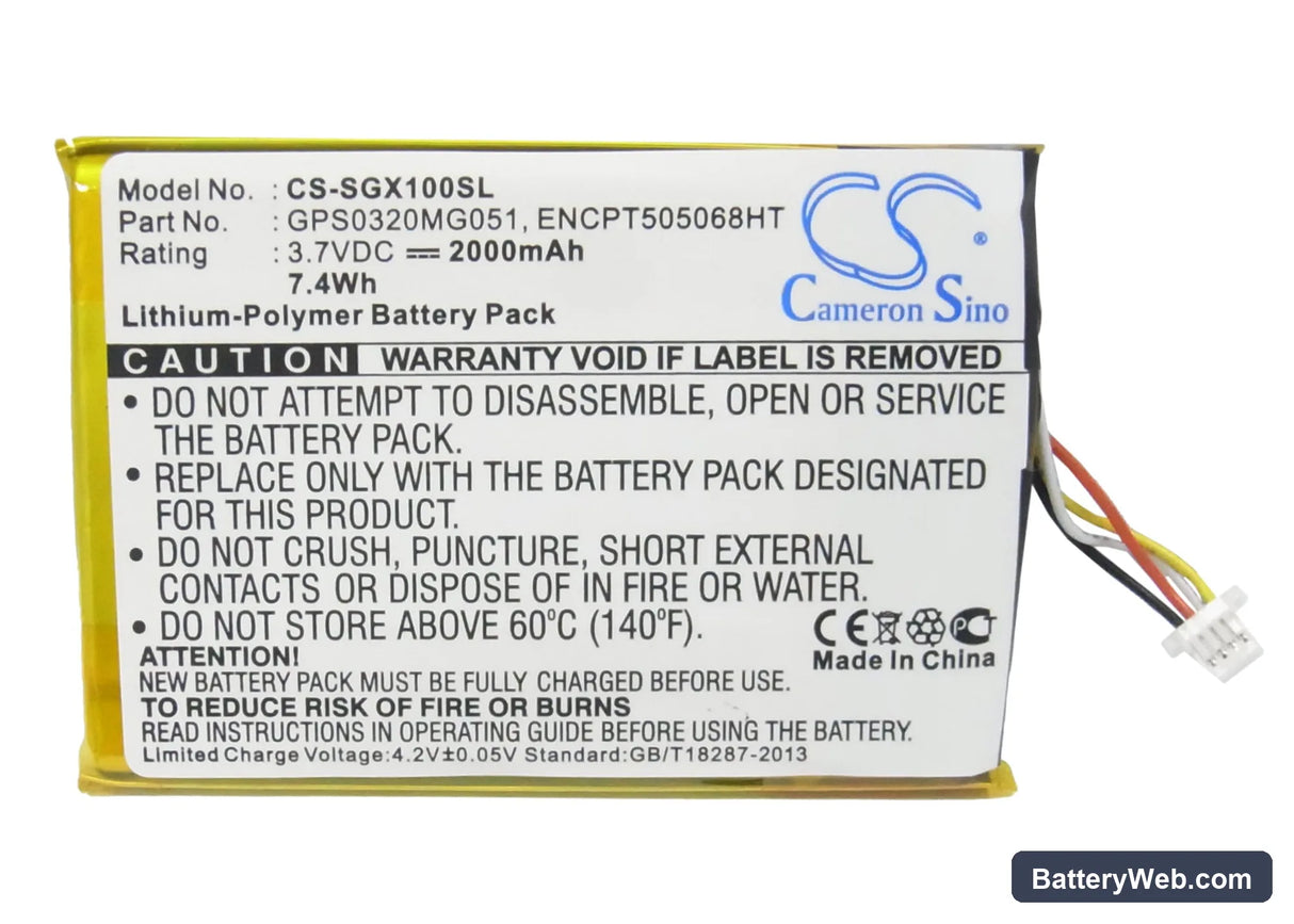 SkyGolf SkyCaddie SGXw Replacement Battery, 3.7V, 2000mAh, Li-Polymer 5