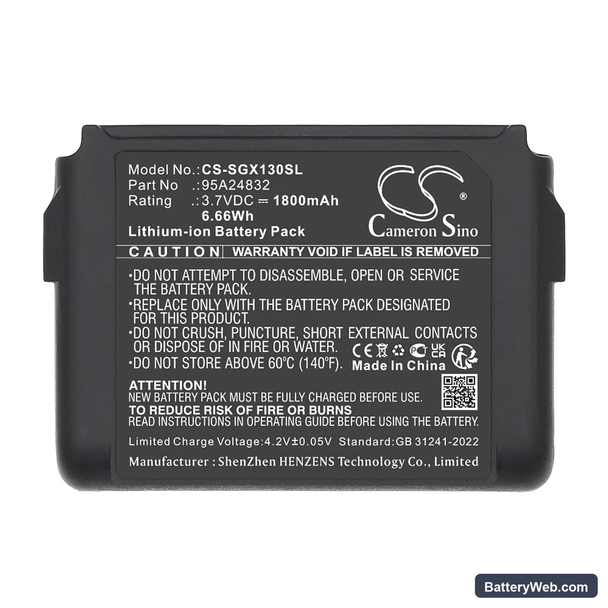 Shure ADX1 bodypack transmitter Replacement Battery, 3.7V, 1800mAh, Li-ion 5