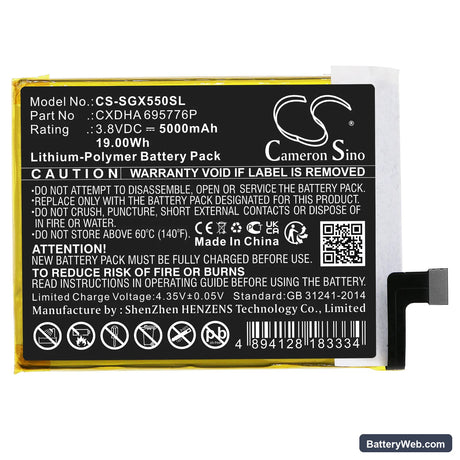 SkyGolf SkyCaddie SX550 Replacement Battery, 3.8V, 5000mAh, Li-Polymer 3