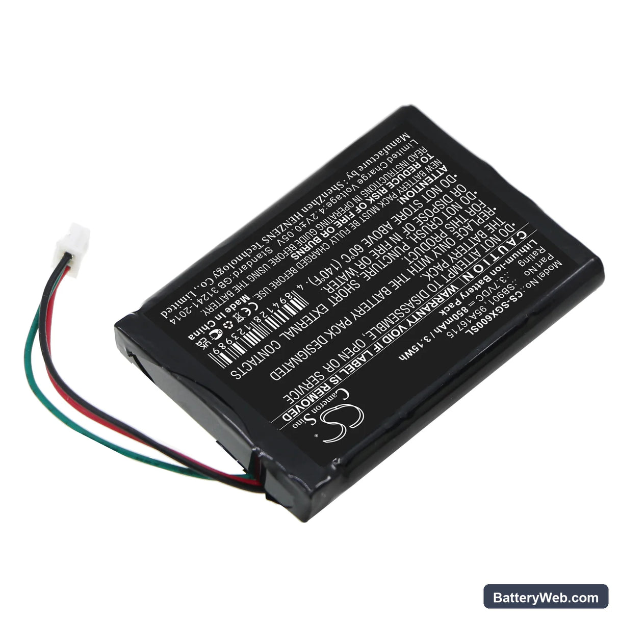 Shure MXW1 Replacement Battery, 3.7V, 850mAh, Li-ion 2