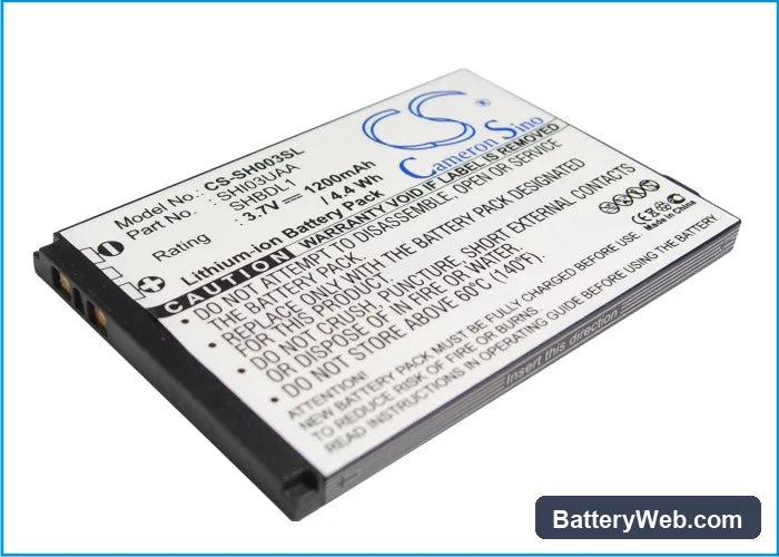 Sharp Galapagos 003SH Replacement Battery, 3.7V, 1200mAh, Li-ion 2