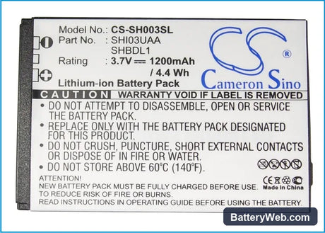 Sharp Galapagos 003SH Replacement Battery, 3.7V, 1200mAh, Li-ion 5