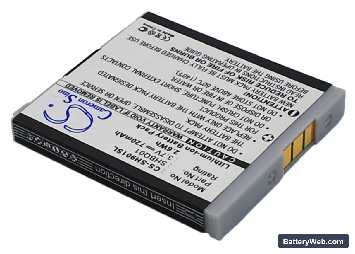 Sharp SH901iS Replacement Battery, 3.7V, 720mAh, Li-ion 2