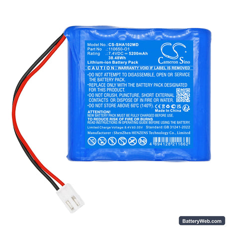 Schiller Cardiovit AT102+ Replacement Battery, 7.4V, 5200mAh, Li-ion 3