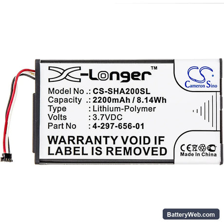 Sony PHA-2 Replacement Battery, 3.7V, 2200mAh, Li-Polymer 3