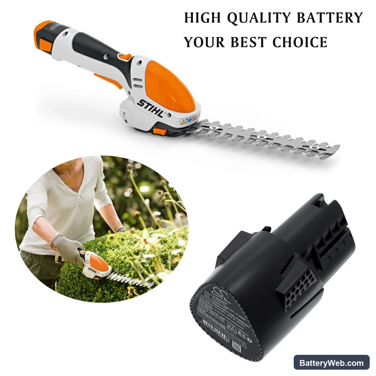 Stihl HSA 25 Replacement Battery, 10.8V, 1500mAh, Li-ion 6
