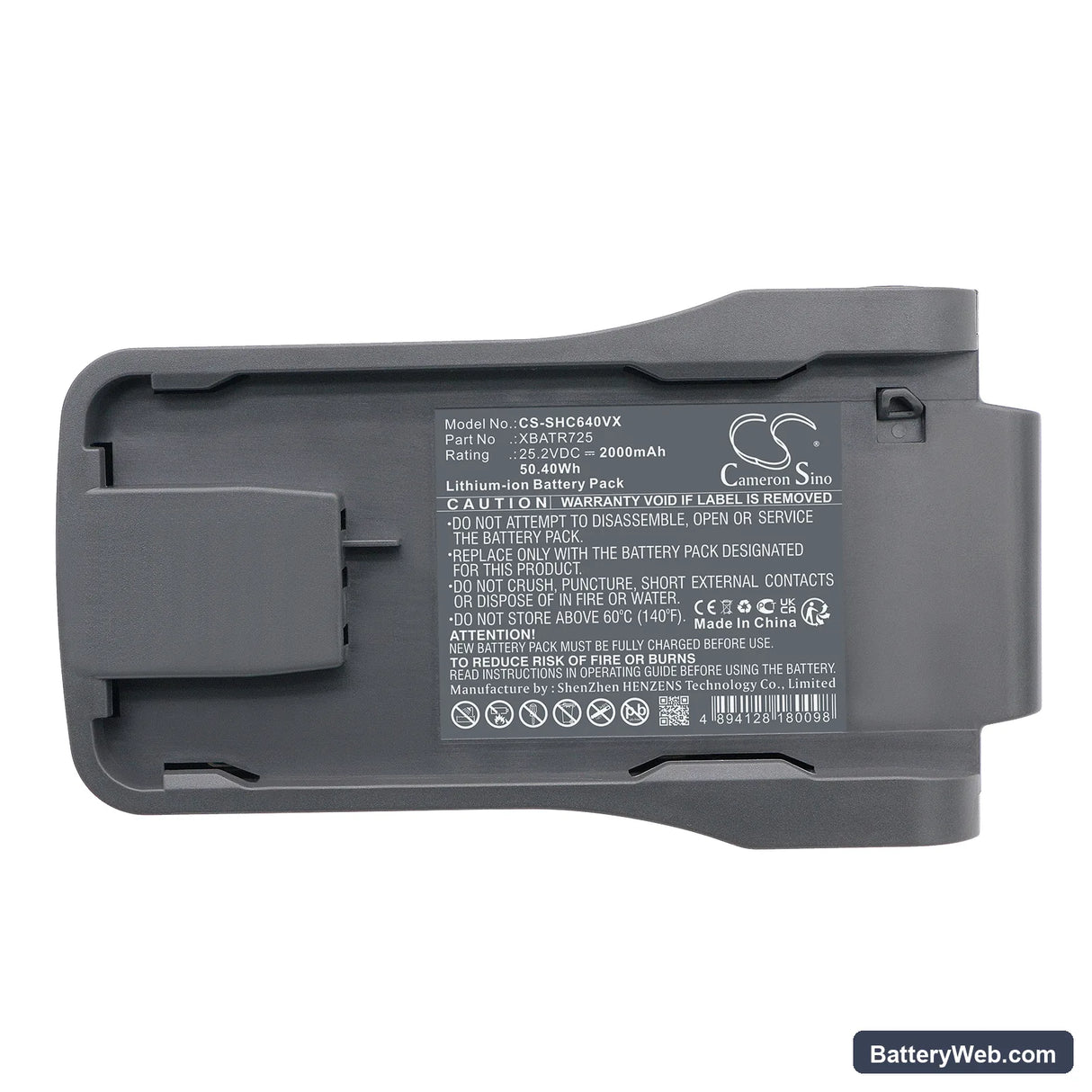 Shark IZ662H Replacement Battery, 25.2V, 2000mAh, Li-ion 5