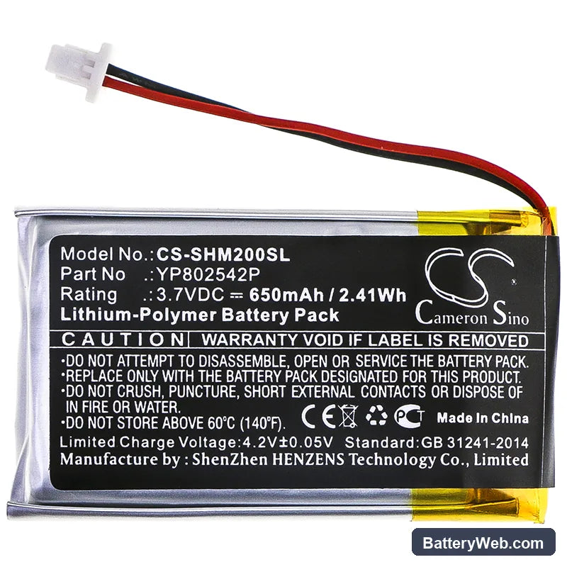 Sena SMH-10S Replacement Battery, 3.7V, 650mAh, Li-Polymer 3