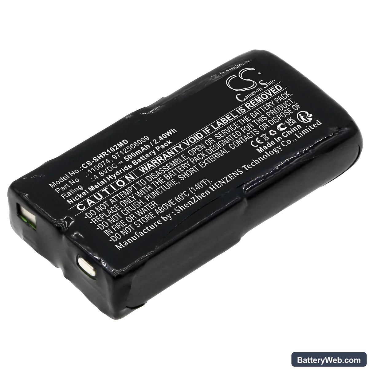 Schiller BR-102 Replacement Battery, 4.8V, 500mAh, Ni-MH 1