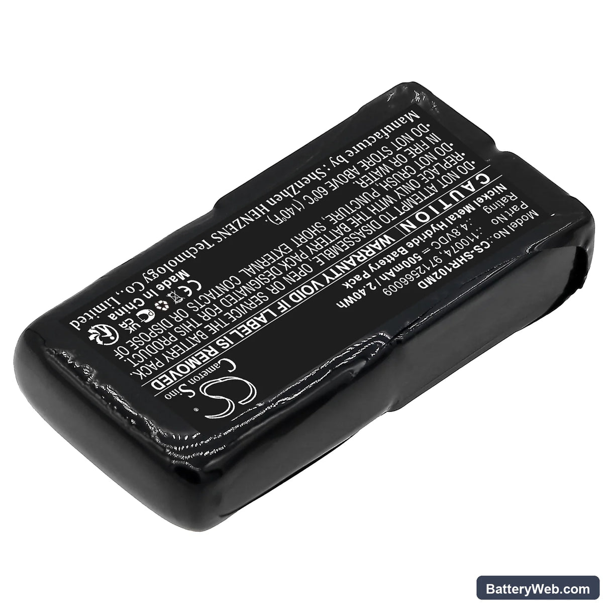 Schiller BR-102 Replacement Battery, 4.8V, 500mAh, Ni-MH 2