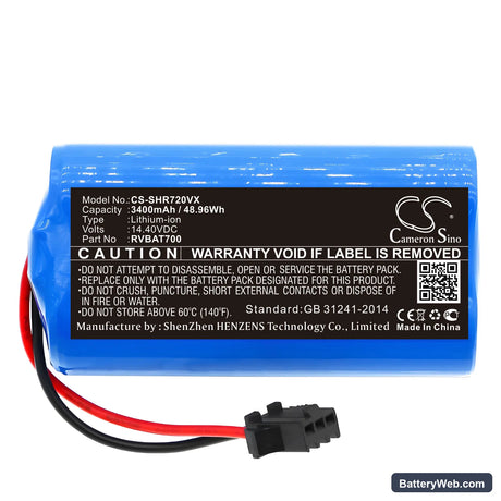 Shark ION Robot 700 RV700 Replacement Battery, 14.4V, 3400mAh, Li-ion 3