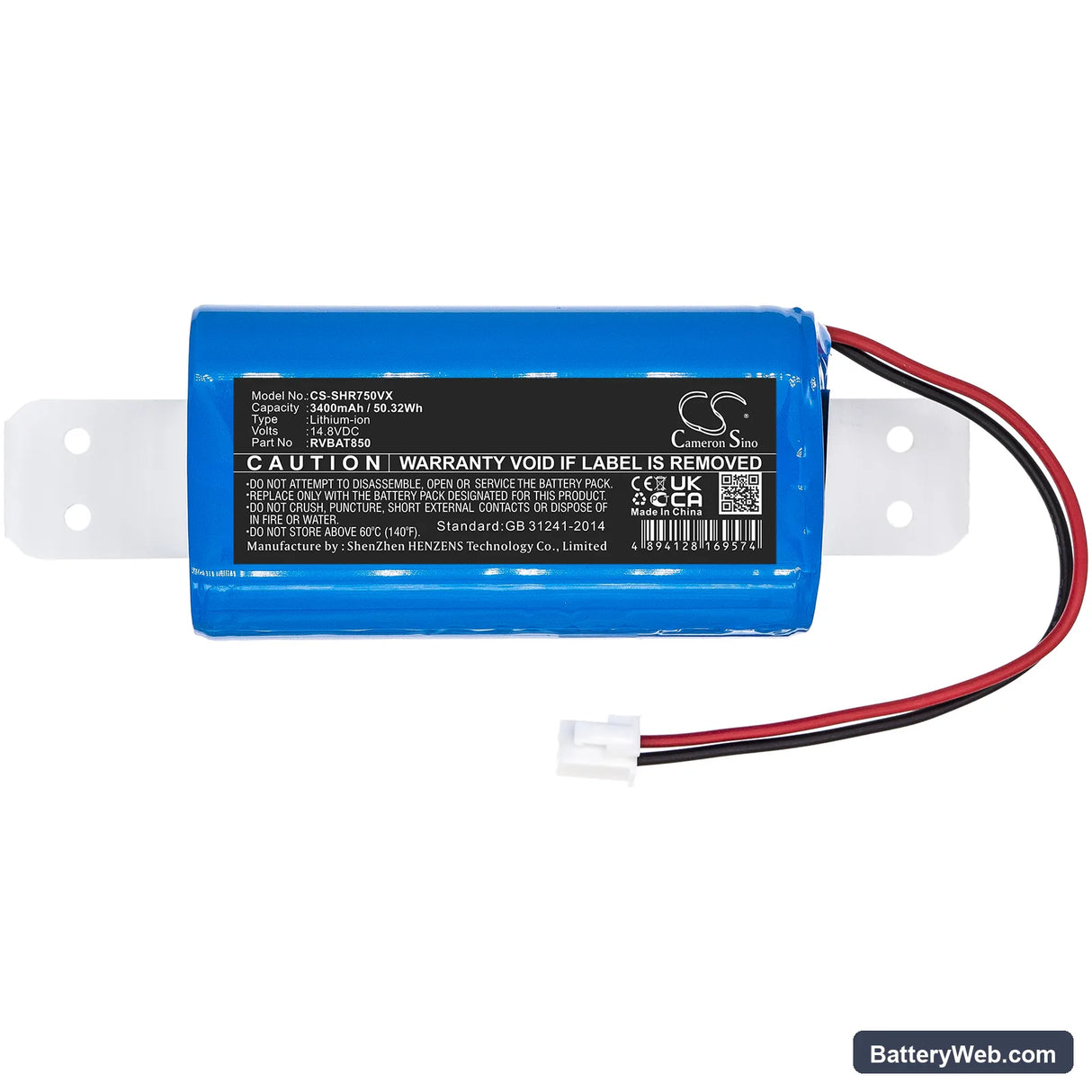 Shark ION Robot Vacuum R71 Replacement Battery, 14.8V, 3400mAh, Li-ion 3