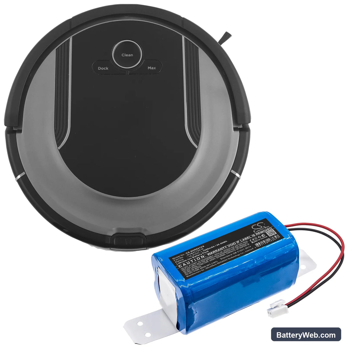 Shark RV850BRN Replacement Battery, 14.4V, 3400mAh, Li-ion 6