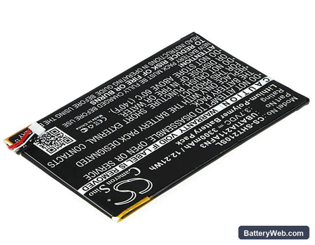 Sharp Aquos Pad Replacement Battery, 3.7V, 3300mAh, Li-Polymer 2