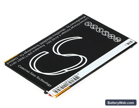 Sharp Aquos Pad Replacement Battery, 3.7V, 3300mAh, Li-Polymer 3