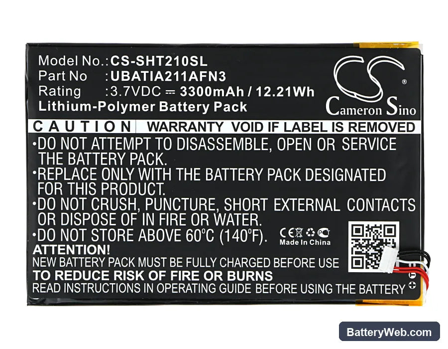 Sharp Aquos Pad Replacement Battery, 3.7V, 3300mAh, Li-Polymer 5
