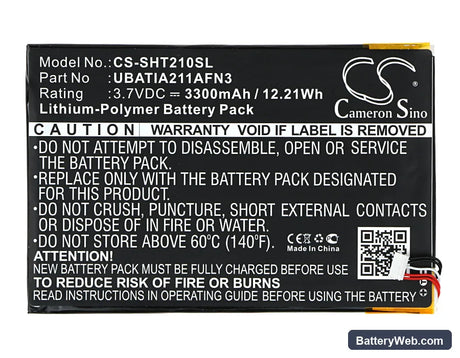 Sharp Aquos Pad Replacement Battery, 3.7V, 3300mAh, Li-Polymer 5