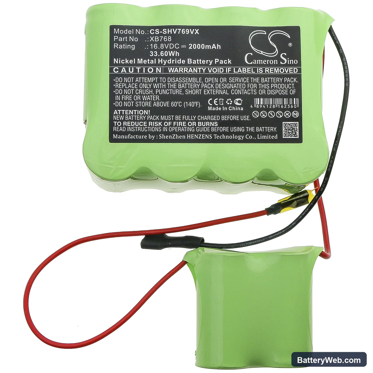 Shark SV769TD Replacement Battery, 16.8V, 2000mAh, Ni-MH 3