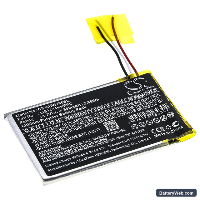 Sony MDR-HW700DS Replacement Battery, 3.7V, 800mAh, Li-Polymer 1