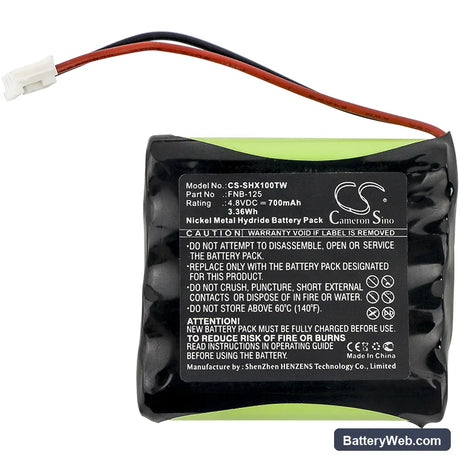 Standard Horizon HX100 Replacement Battery, 4.8V, 700mAh, Ni-MH 3
